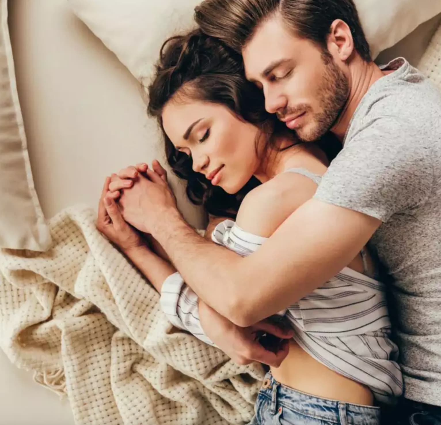 “Couples that cuddle can become addicted to one another. Symptoms of withdraw can occur when apart as a result of the hormone oxytocin, ‘the cuddling drug.’”